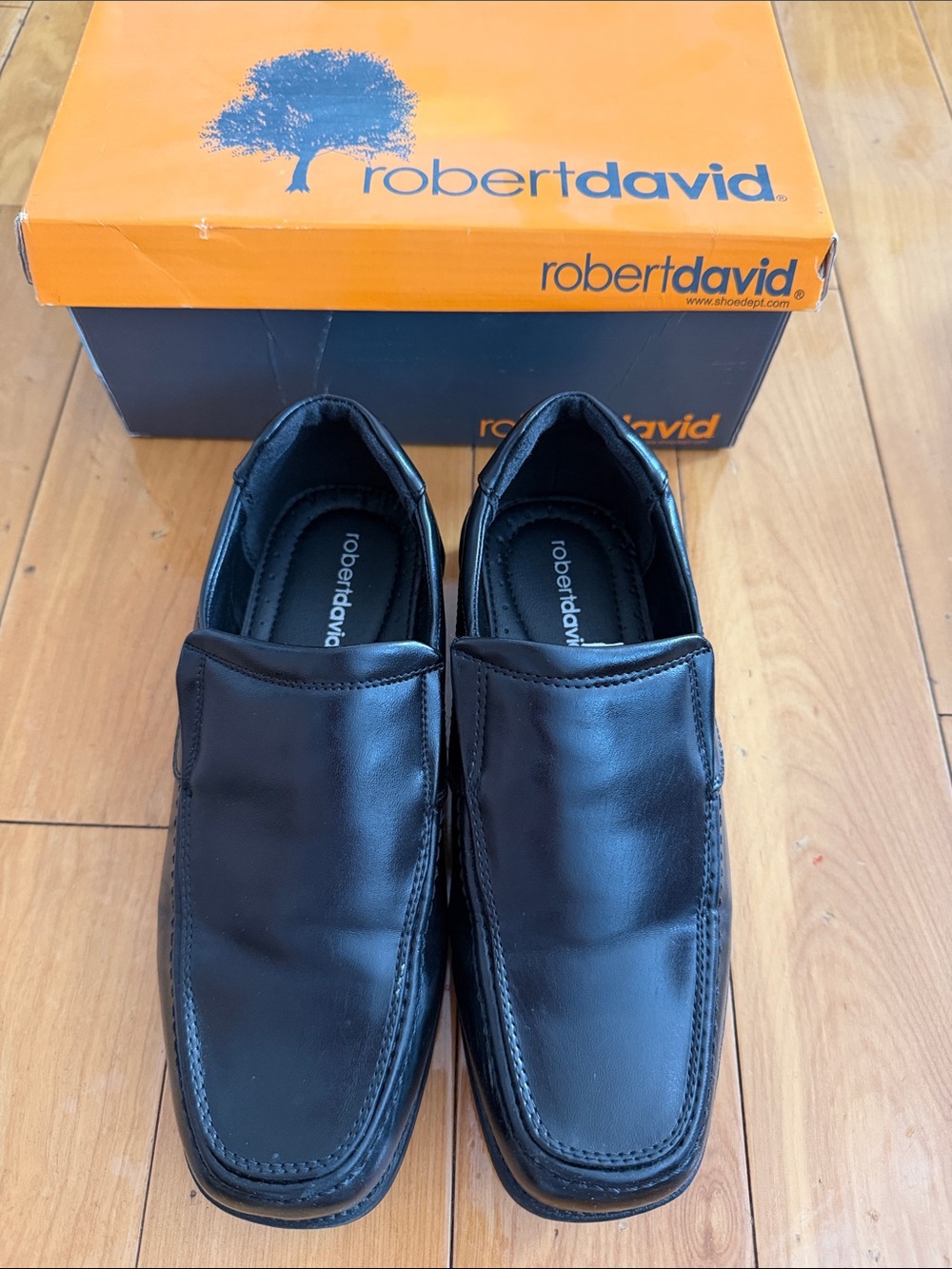Robert David Kids' Black Slip-On Dress Shoes